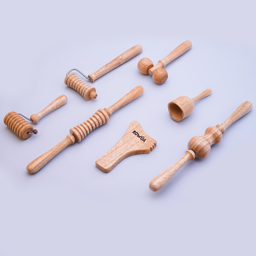 Facial Kit-Pro - Professional 7-Piece Facial Wood Therapy Tools Set for ...