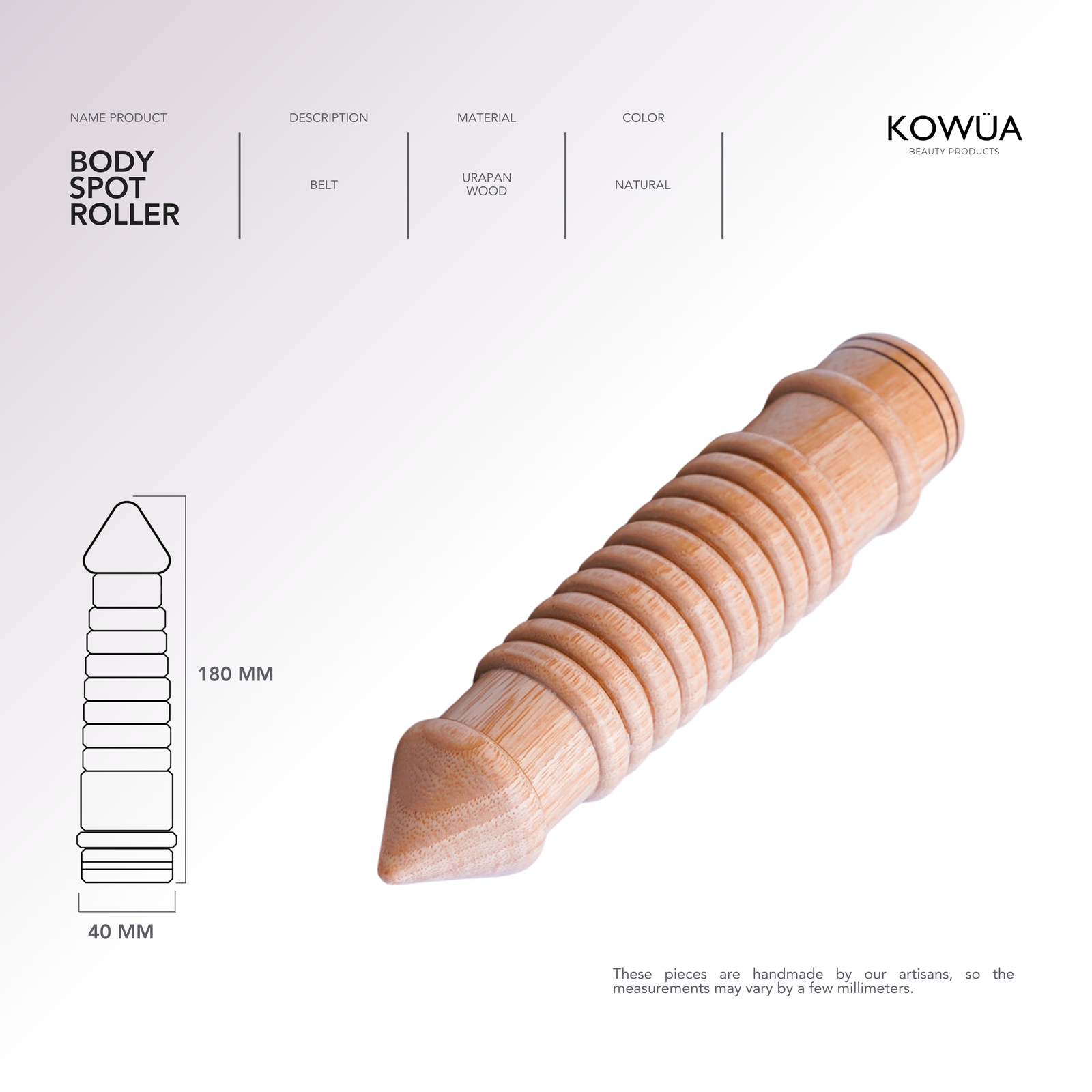 Body Spot Roller technical drawing with dimensions in millimetres