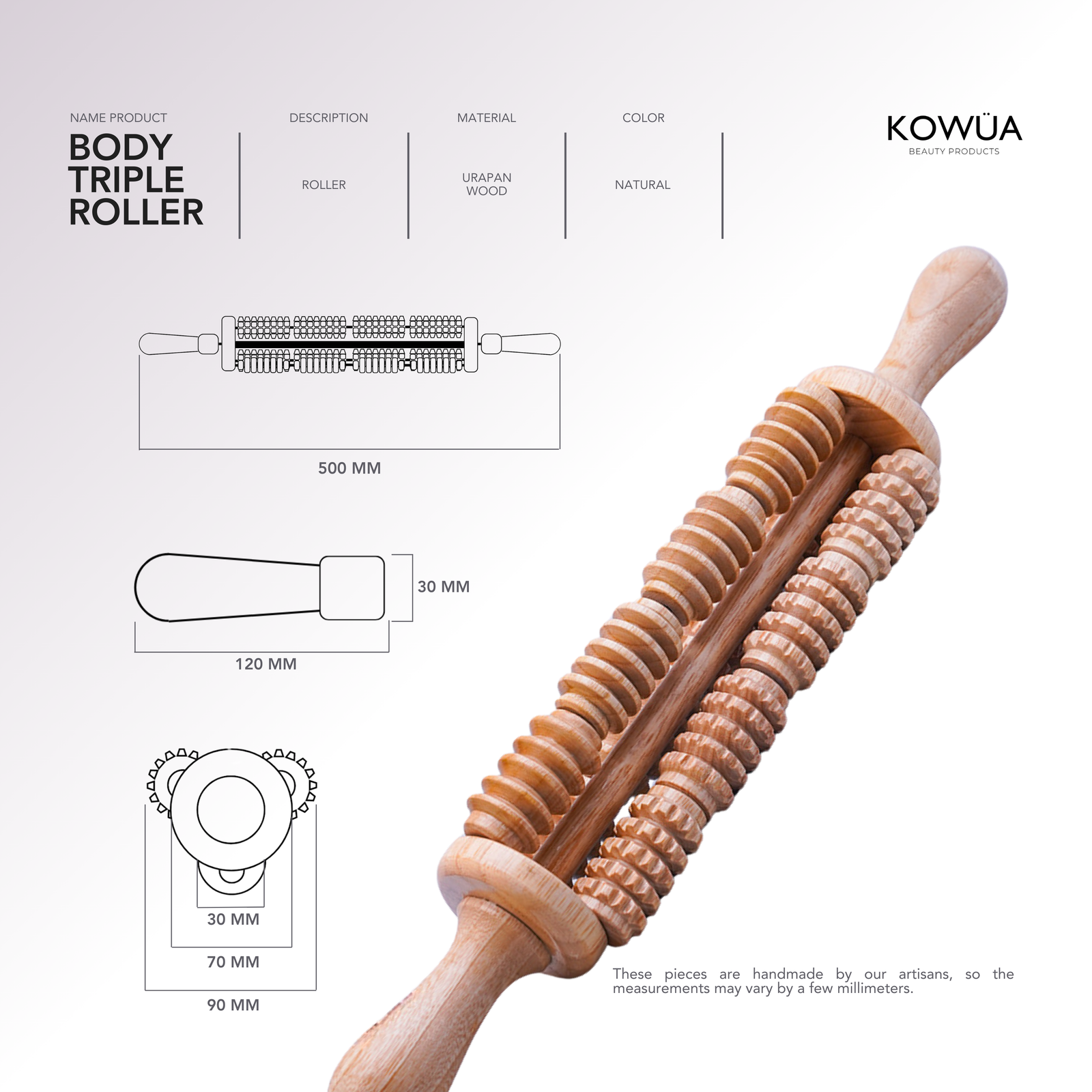 Body Triple Roller technical drawing with dimensions in millimetres