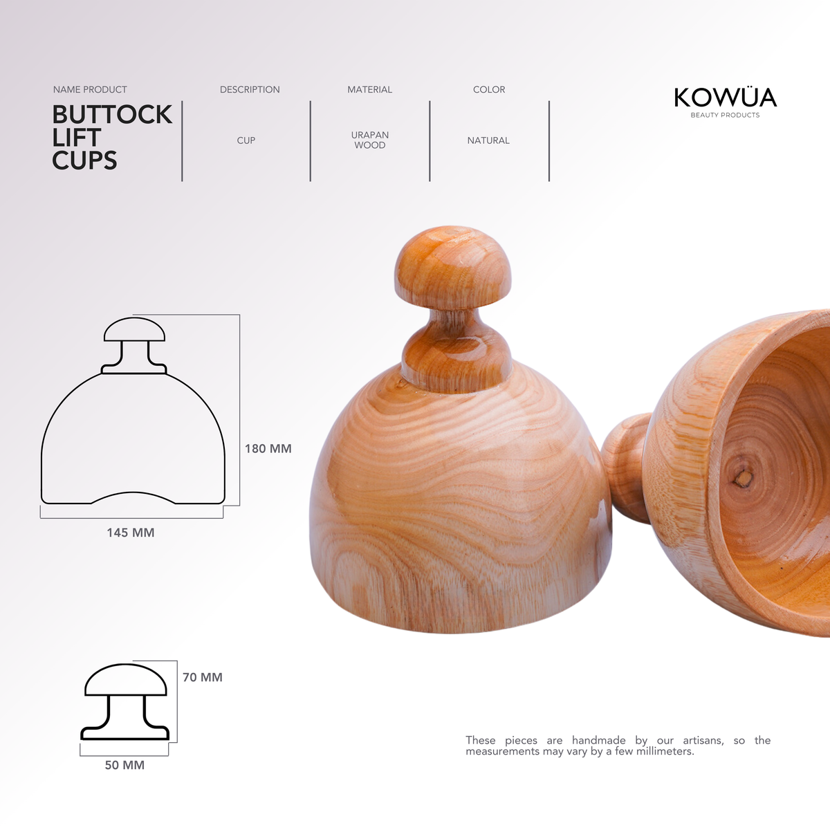 Buttock Lift Cups technical drawing with dimensions in millimetres