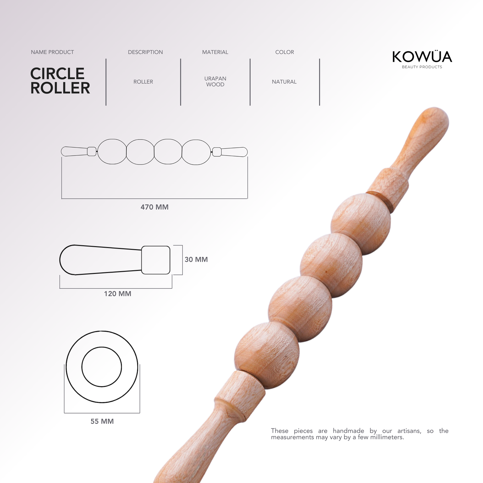 Circle Roller technical drawing with dimensions in millimetres