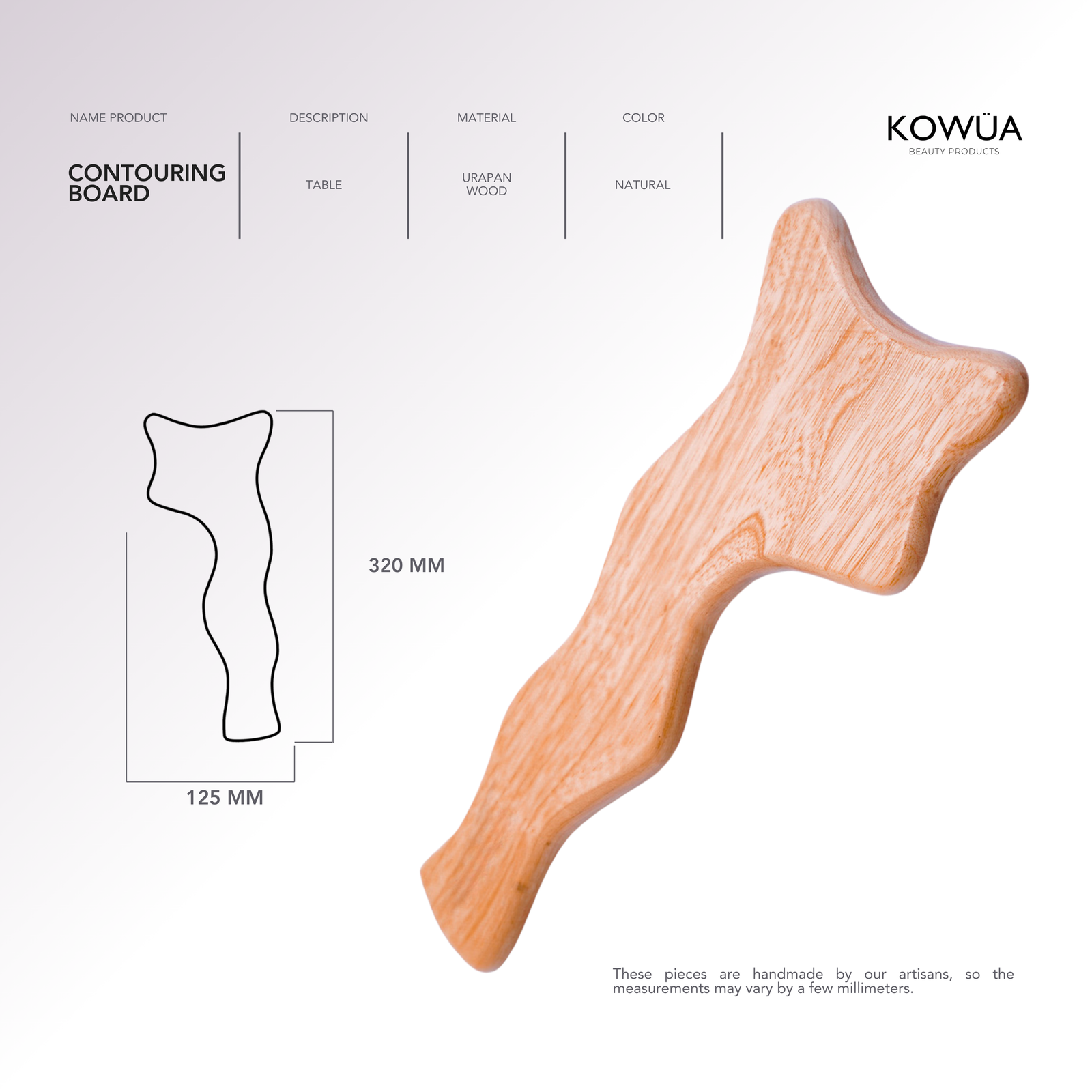 Contouring Board technical drawing with dimensions in millimetres