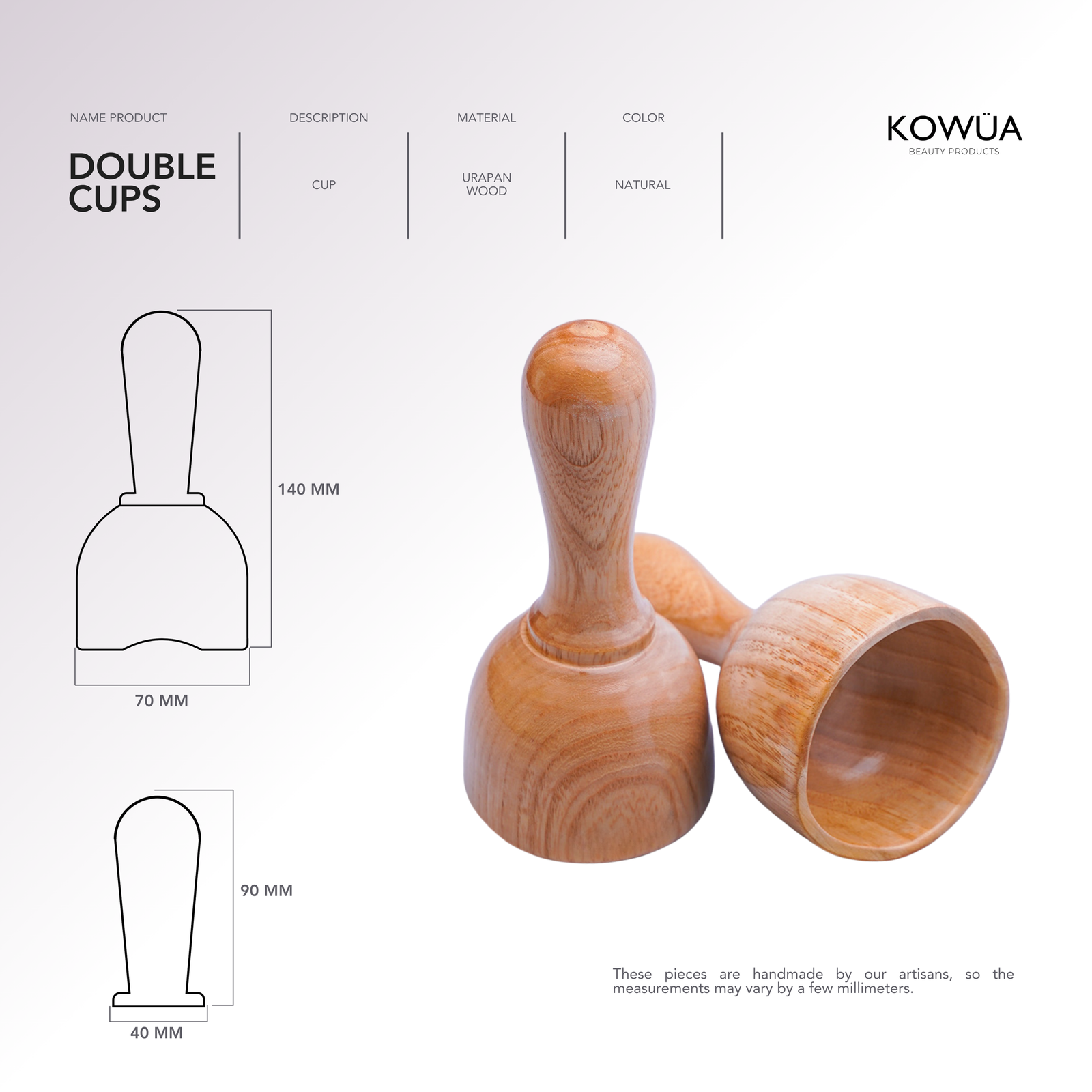 Tasses doubles plan technique avec les dimensions en millim&egrave;tres
