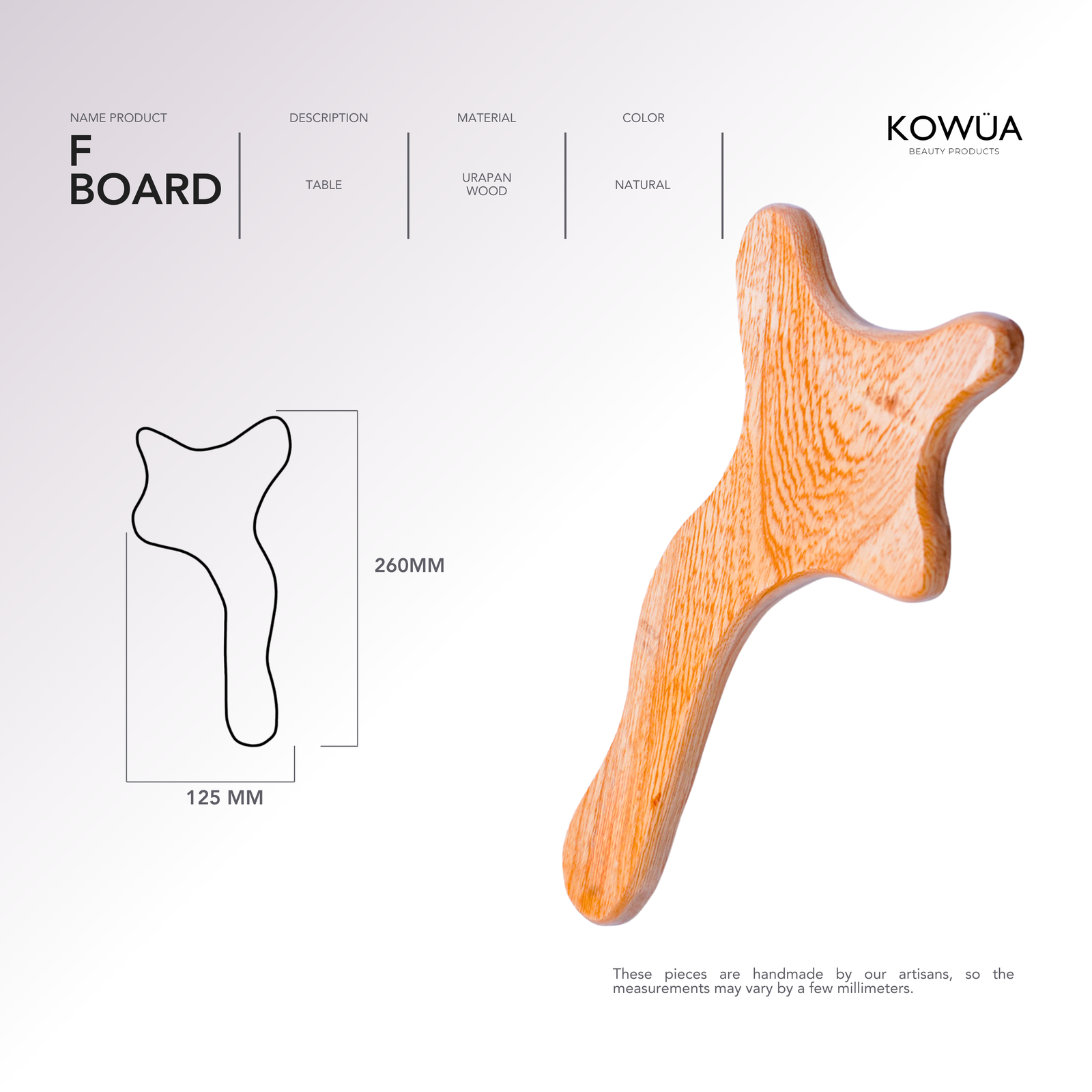 F Board technical drawing with dimensions in millimetres