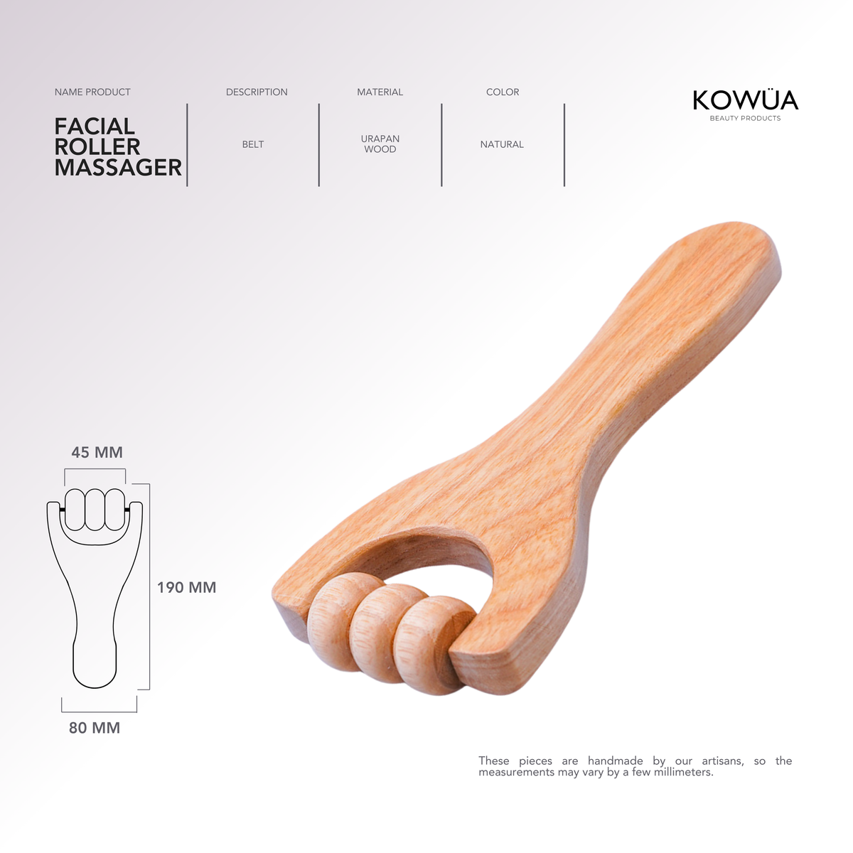 Facial Roller Massager technical drawing with dimensions in millimetres