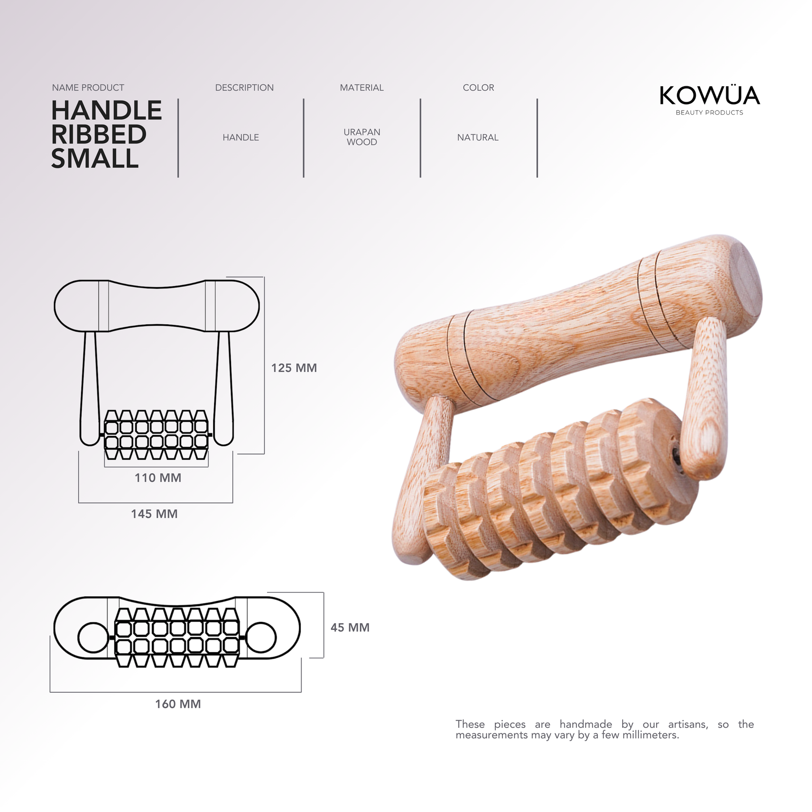 Handle Ribbed Small technical drawing with dimensions in millimetres