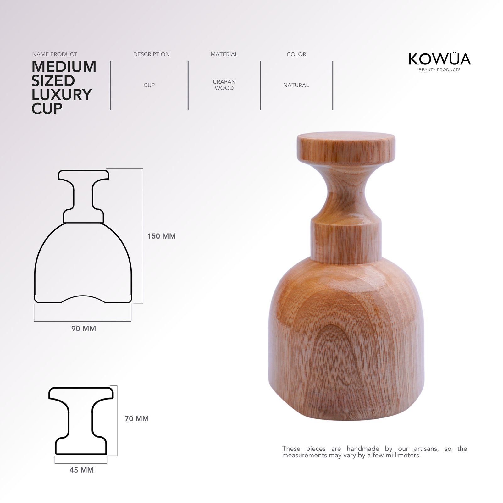 Medium Sized Luxury Cup technical drawing with dimensions in millimetres