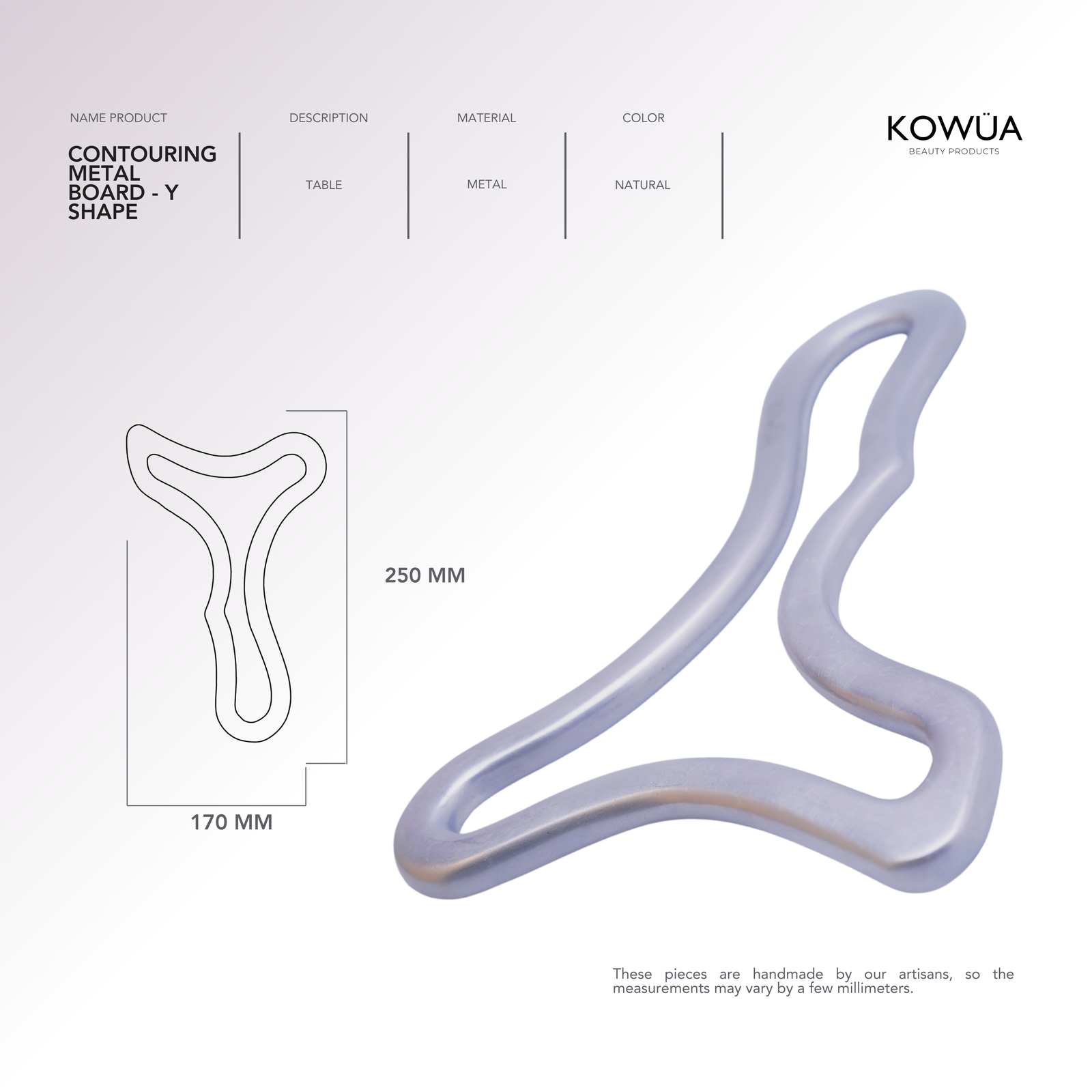 Contouring Metal Board - Y Shape technical drawing with dimensions in millimetres
