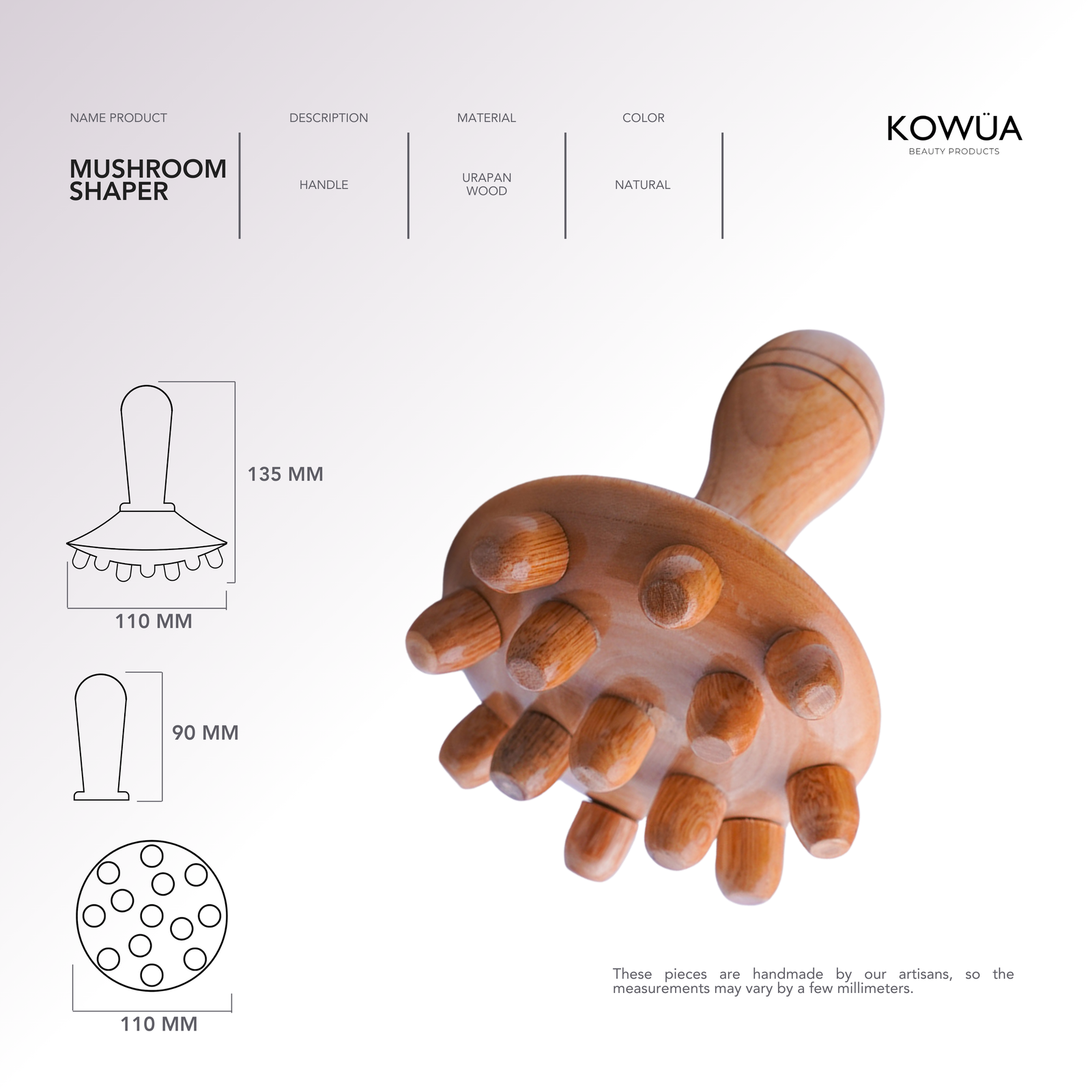 Mushroom Shaper technical drawing with dimensions in millimetres