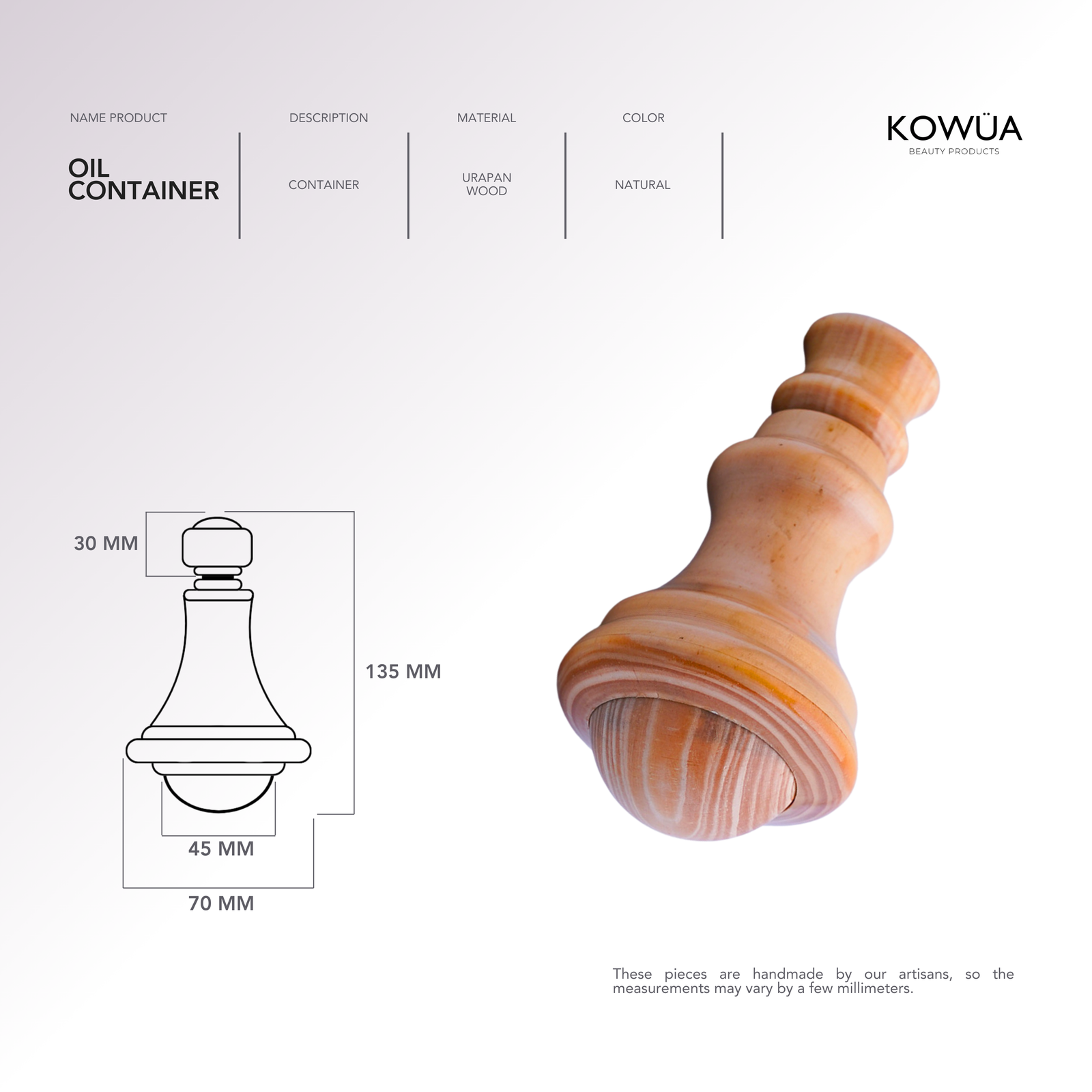 Oil Container technical drawing with dimensions in millimetres