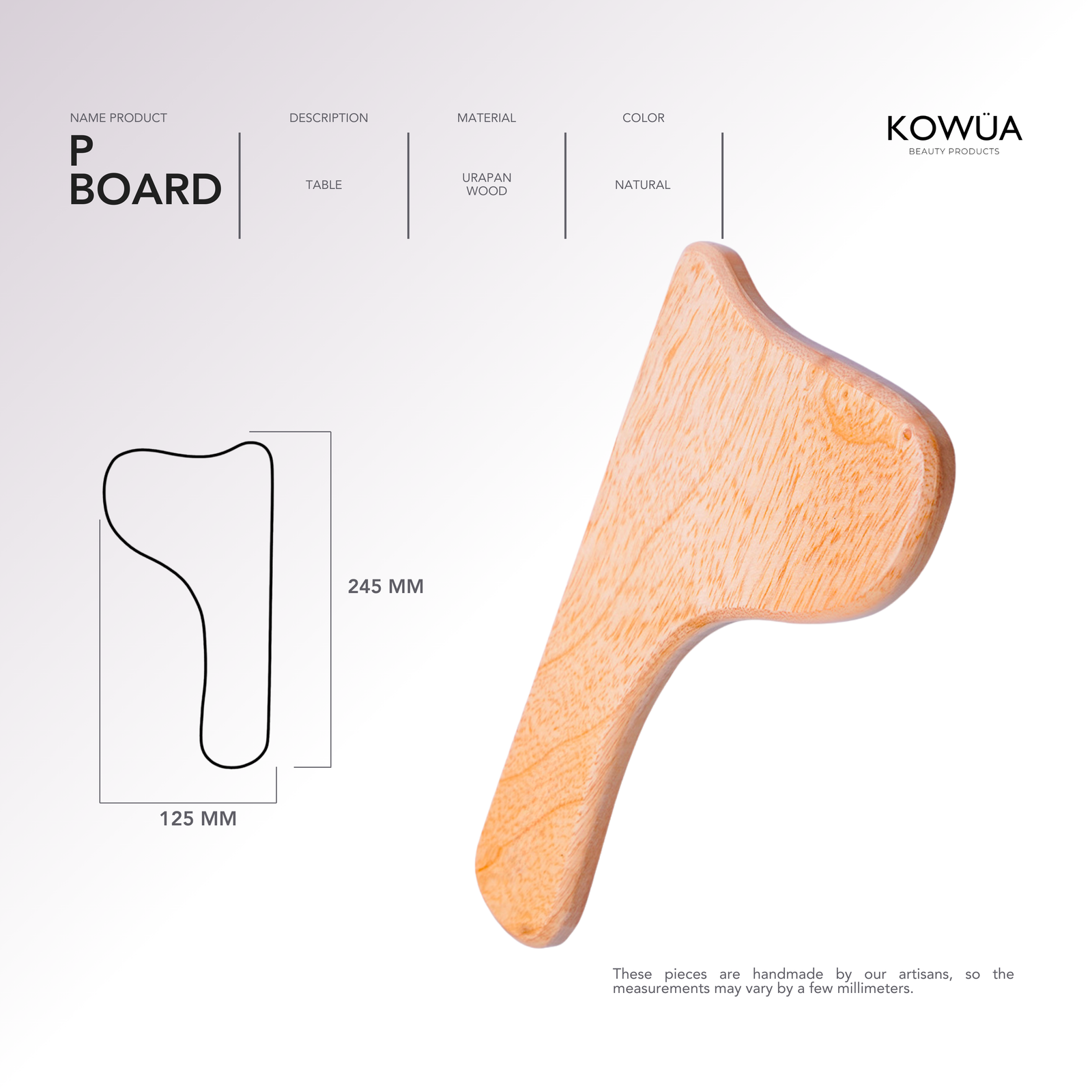 P Board technical drawing with dimensions in millimetres