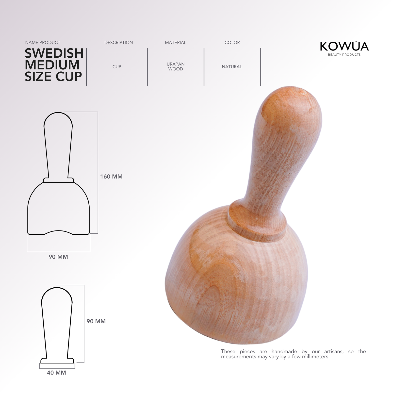 Coupe suédoise de taille moyenne plan technique avec les dimensions en millim&egrave;tres