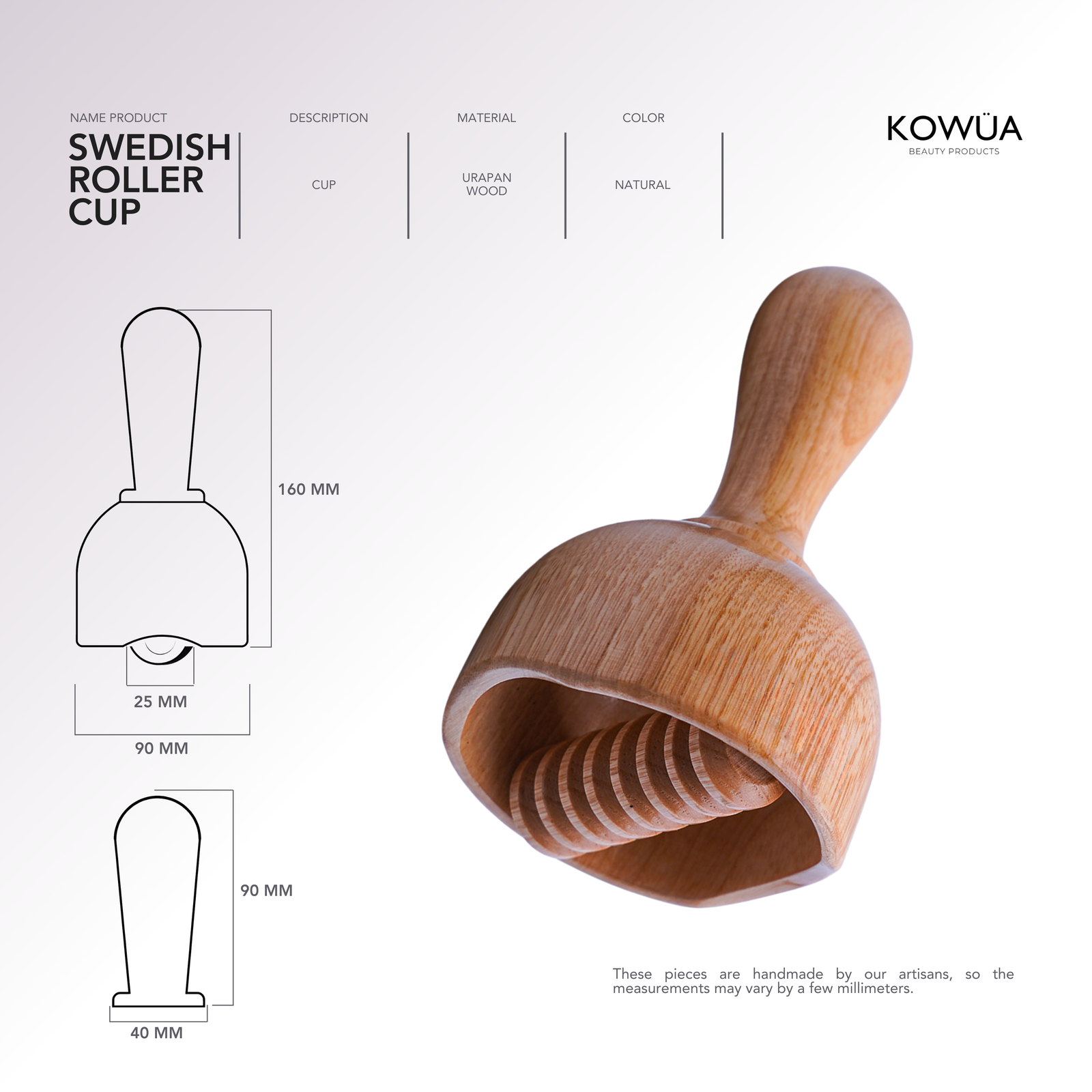 Swedish Roller Cup technical drawing with dimensions in millimetres